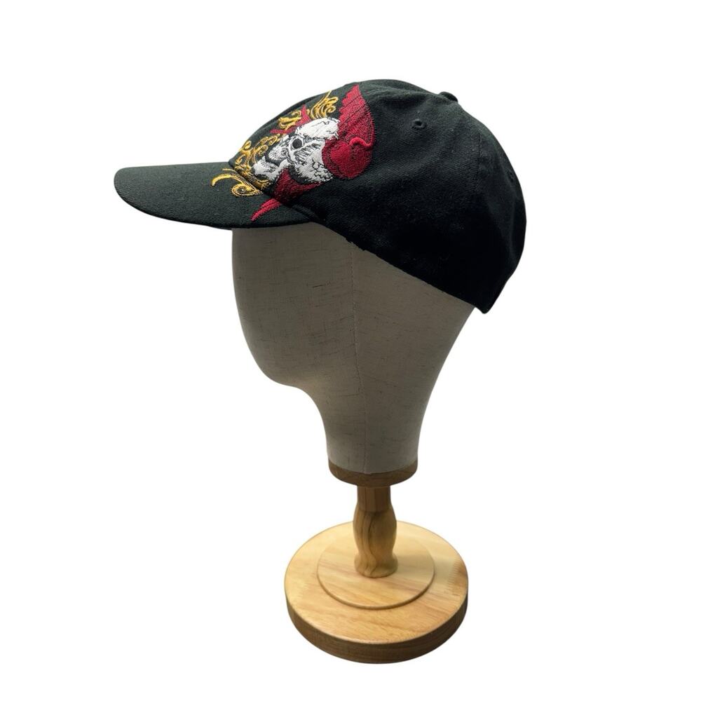 Vintage Miami Ink OS Black Embroidered Skull Wing Fitted Cap